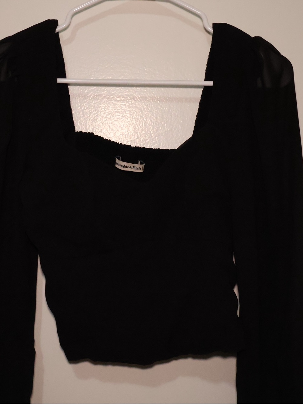 Abercrombie & Fitch Black Square-Neck Long Sleeve Top